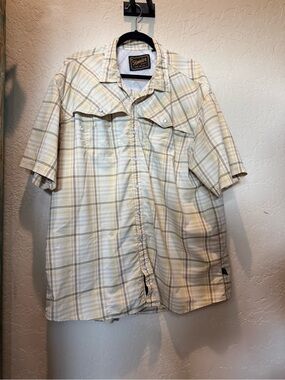 Howler Brothers Pale Yellow & Beige Plaid Short Sleeve Shirt